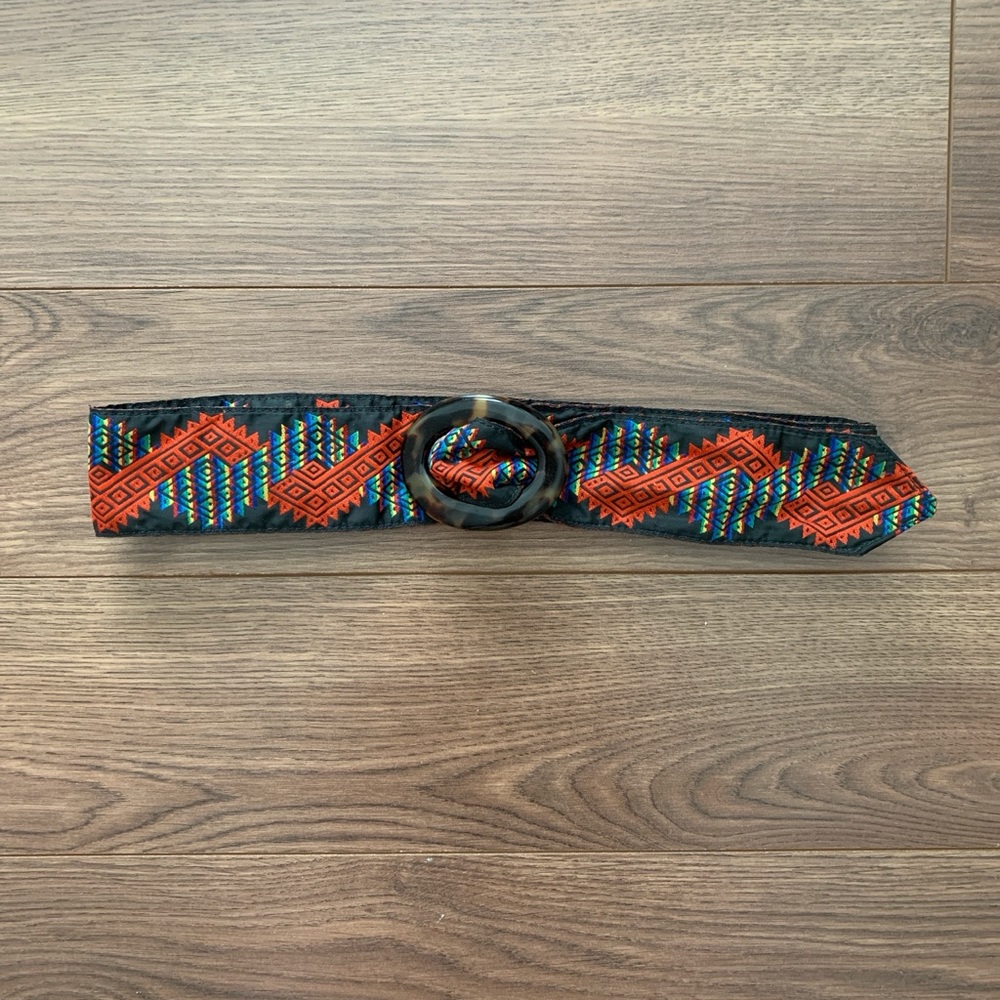Geometric Black and Red Women's Belt